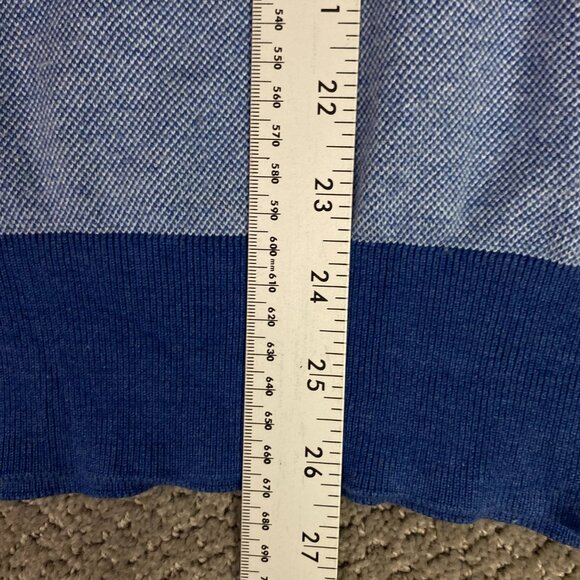 Peter Millar 1/4 Zip Sweater Men's Large Fits Medium Blue Birdseye Cotton Silk - Picture 8 of 8